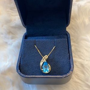blue topaz necklace with gold chain